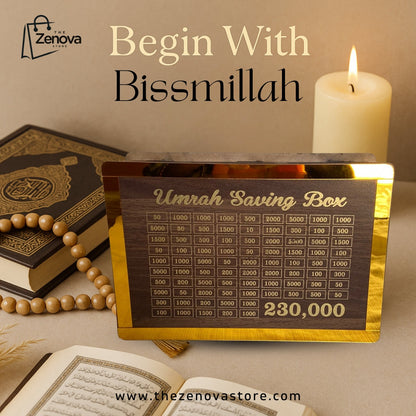 Dark Brown Wooden  Umrah Saving Box