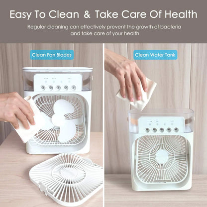 Portable Air Conditioner Fan, Mini Evaporative Air Cooler with 7 Colors LED Light, 1/2/3 H Timer, 3 Wind Speeds and 3 Spray Modes