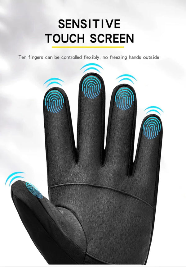 Winter outdoor warm plush windproof waterproof and anti slip touch screen cycling gloves