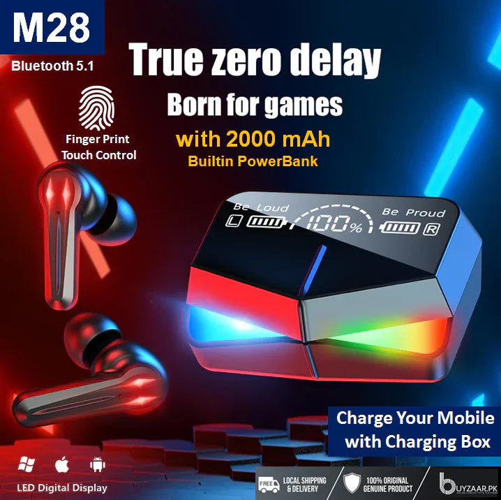 M28 Gaming Wireless Earbuds – Power. Precision. Performance.