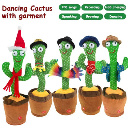 Premium Dancing Talking Cactus Toy With Cap and Muffler