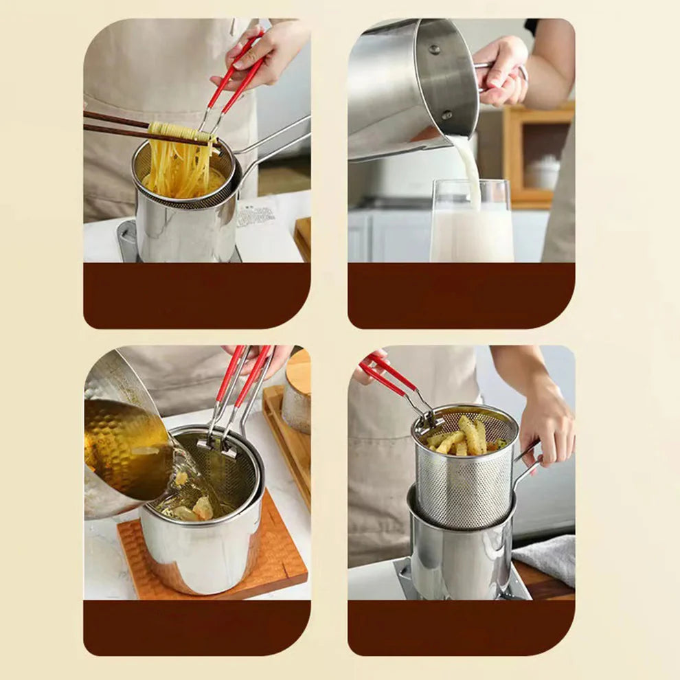 Heavy-Duty Oil Frying Pot with Basket – Crispy, Safe & Easy Cooking 🍟✨
