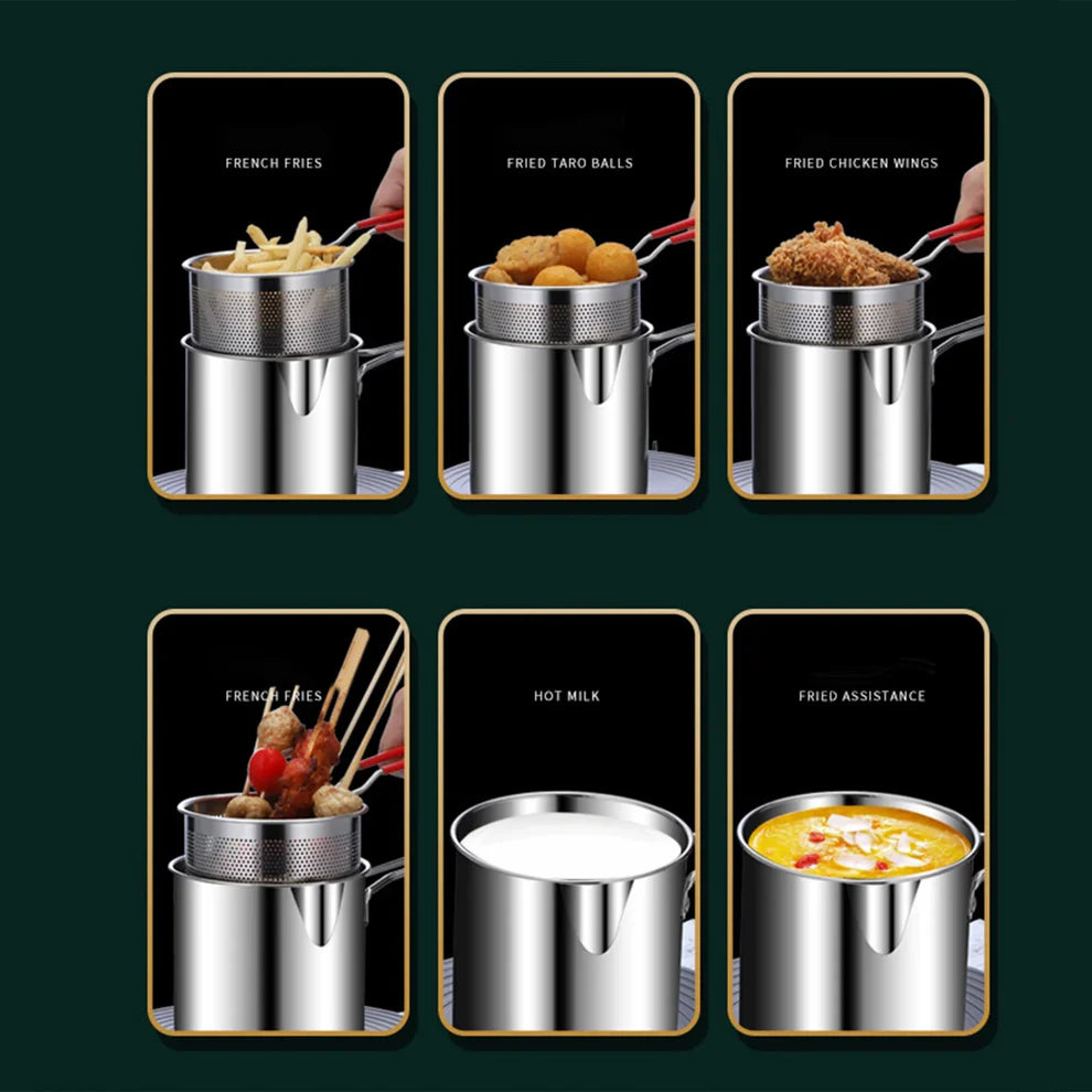 Heavy-Duty Oil Frying Pot with Basket – Crispy, Safe & Easy Cooking 🍟✨