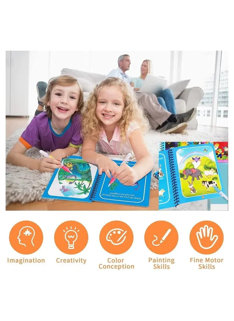 Water color Picture Books with Marker Toddlers Kids Reusable Painting