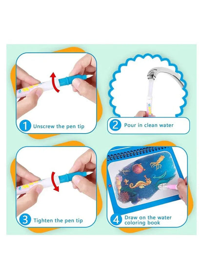 Water color Picture Books with Marker Toddlers Kids Reusable Painting