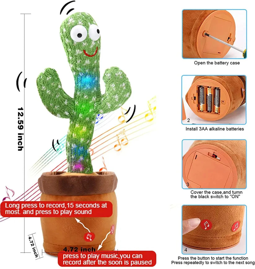 Premium Dancing Talking Cactus Toy With Cap and Muffler